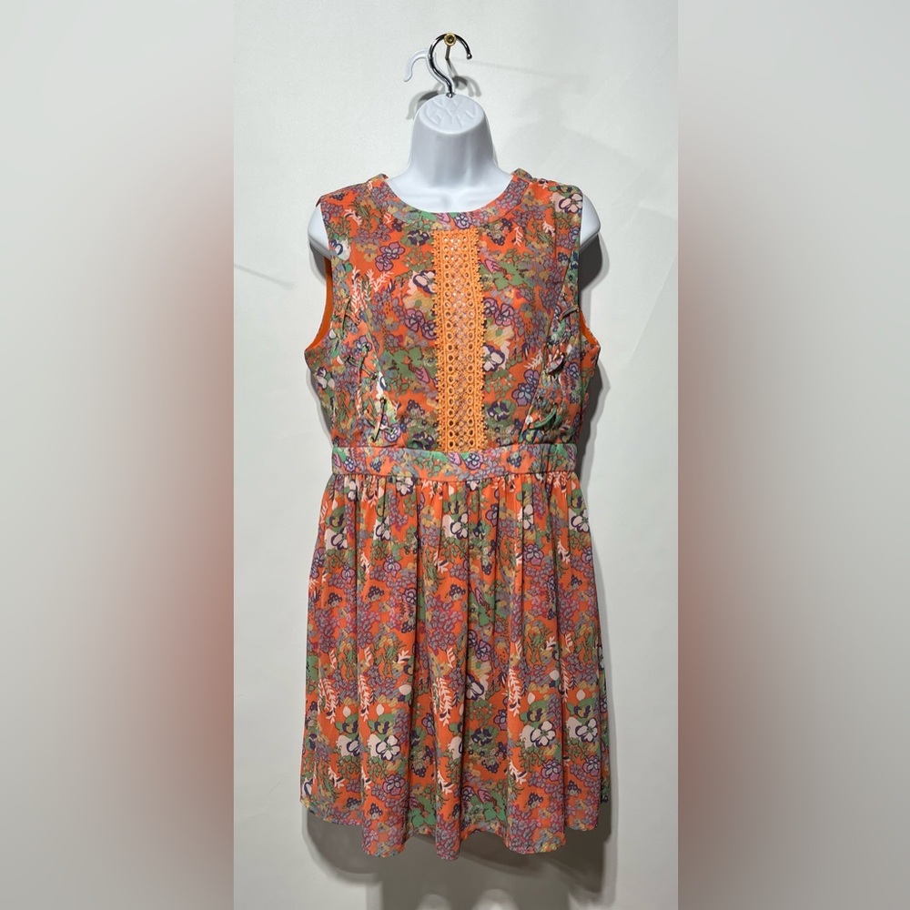 AS/ by Anna Smith Floral Orange Sleeveless Dress Size 14
